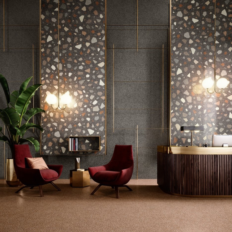 Pilt Põranda- ja seinaplaat NewDeco Palladian dark 90x90R LEV