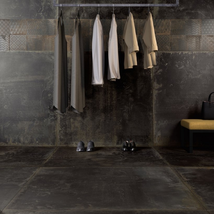 Pilt Põranda- ja seinaplaat Oxidart black 90x90R