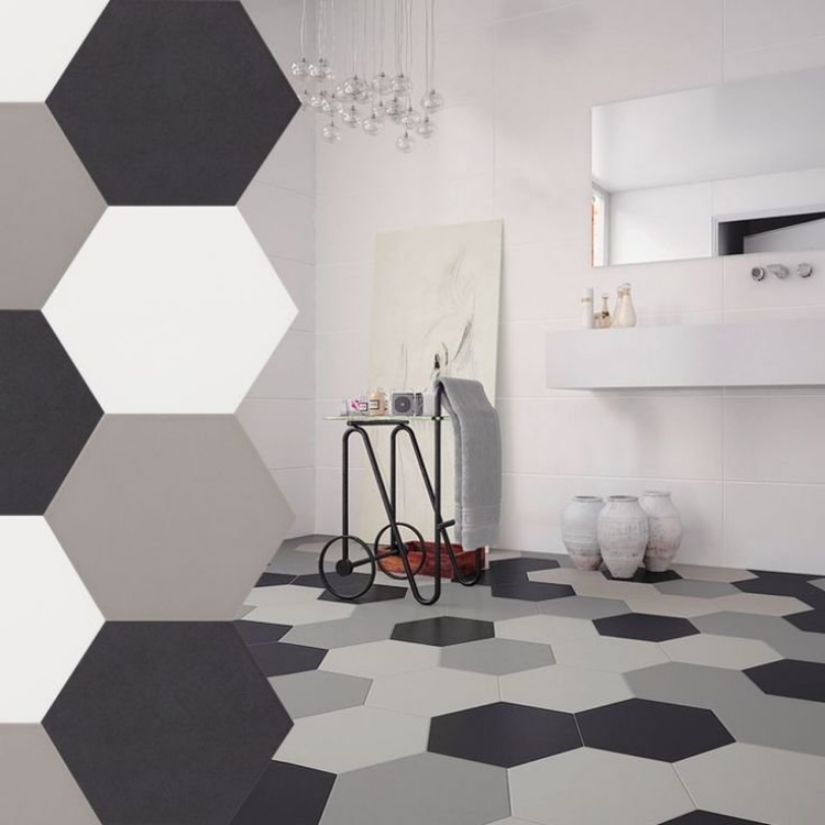 Pilt Põranda- ja seinaplaat Esagono gris 25x29